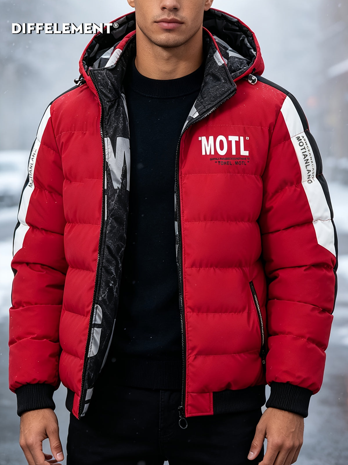 Manteau matelassé pour homme, réversible, à capuche