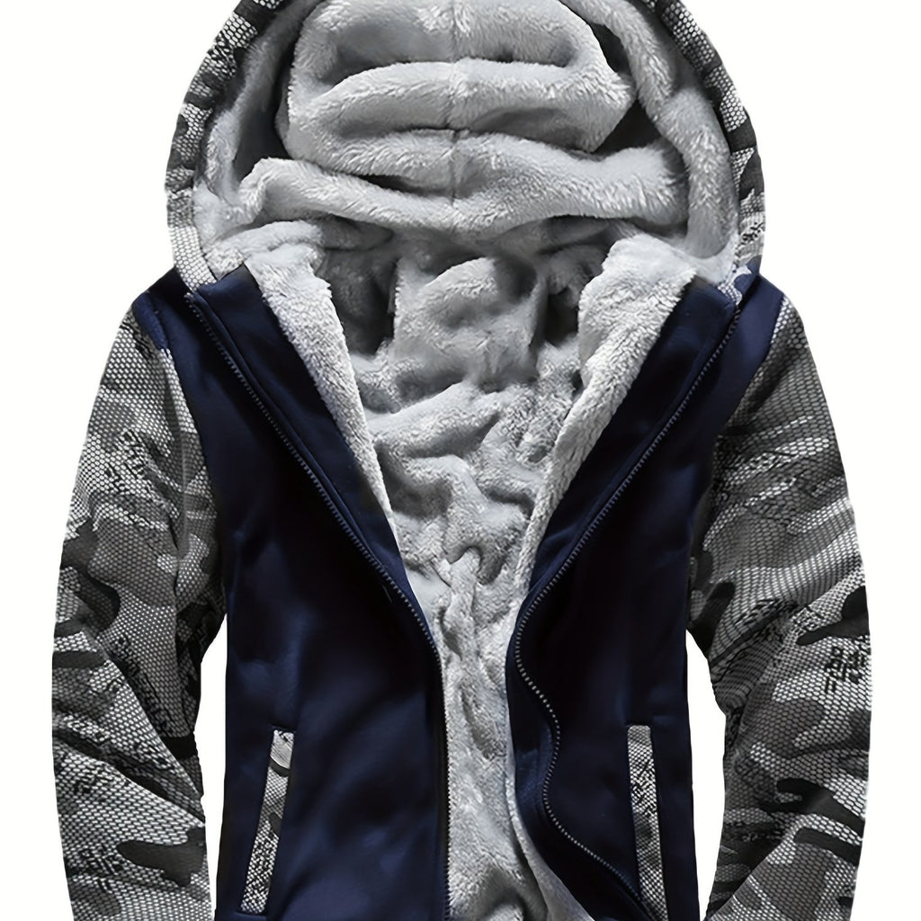Veste, polaire, à capuche, graphite, coloris cyan foncé