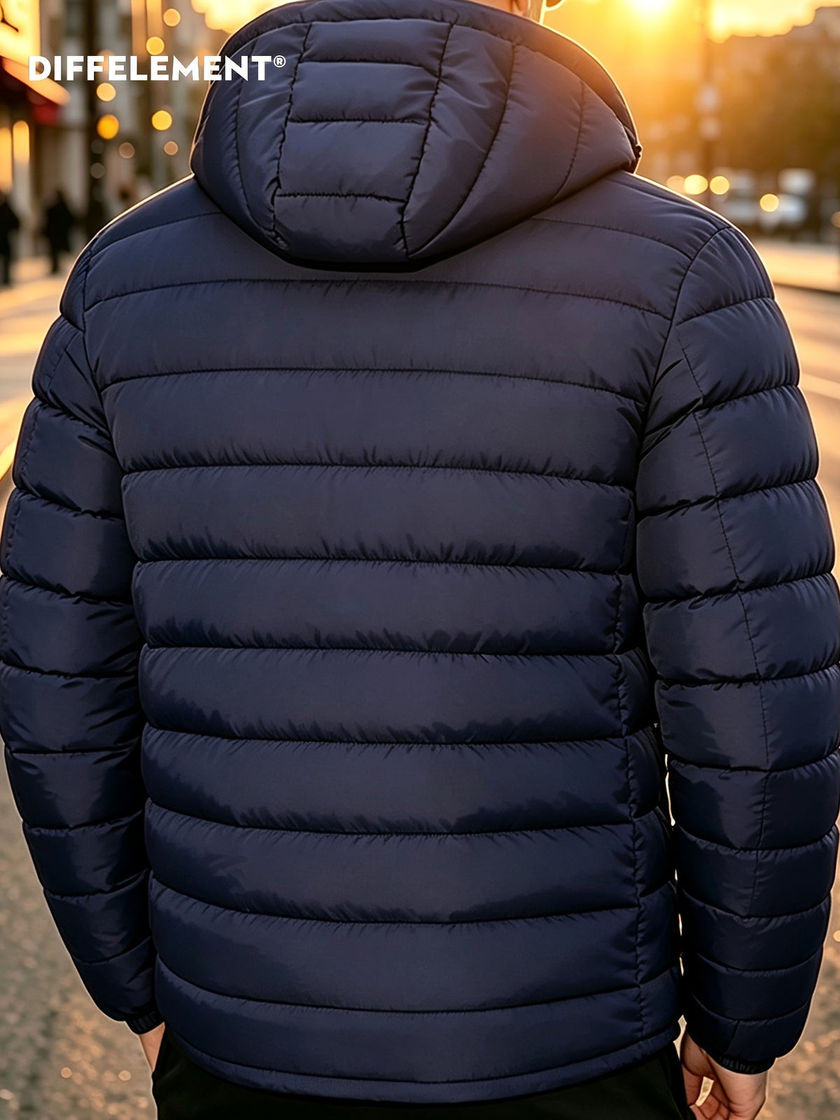 Veste pour homme, coupe-vent, à capuche, bleu marine