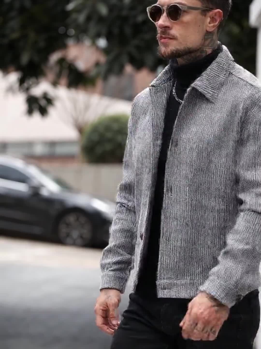 Veste pour homme, tweed, à revers