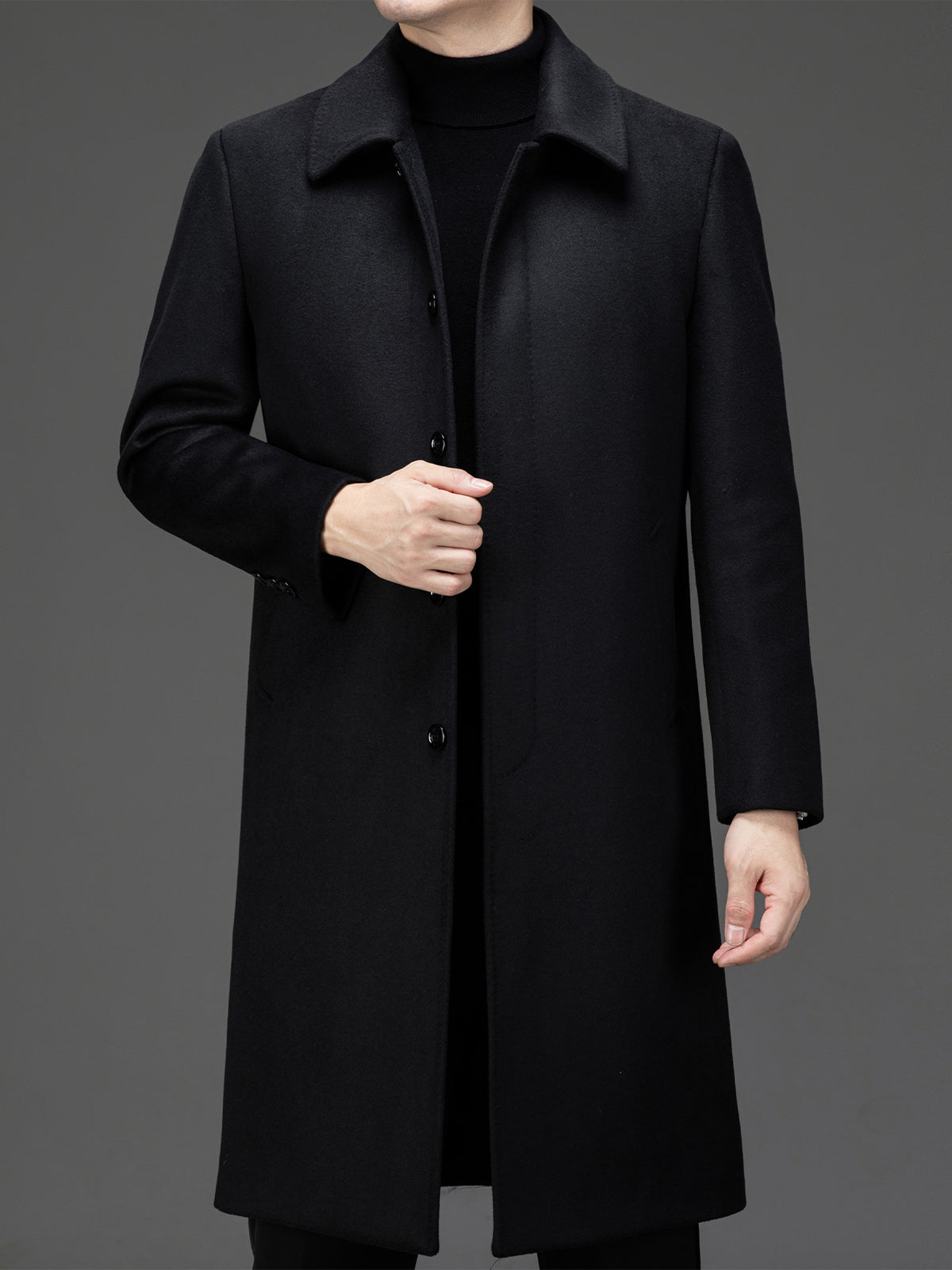Manteau en laine pour homme, 65 % laine, coupe-vent