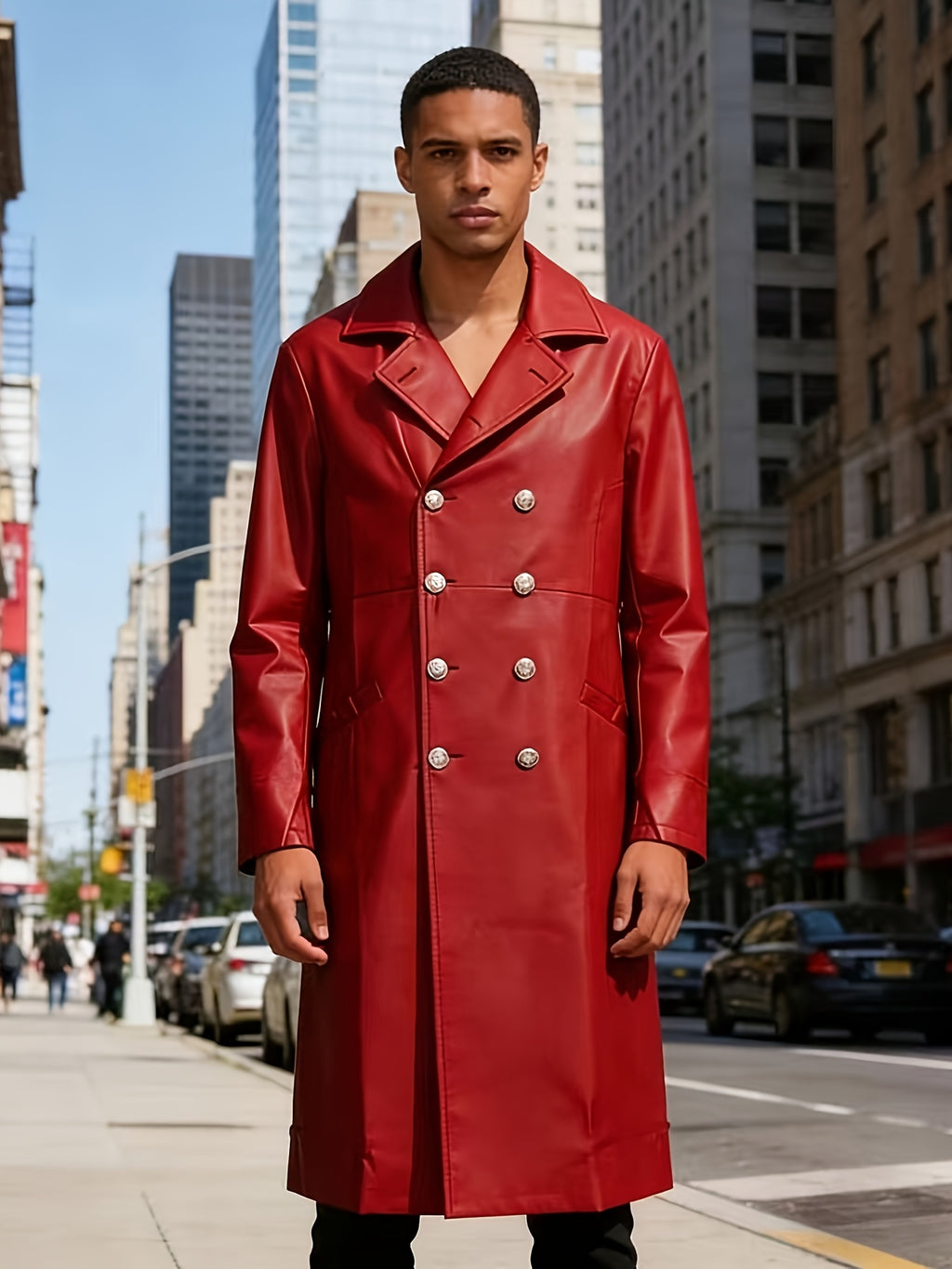 Trench pour homme, coupe-vent, à revers, noir