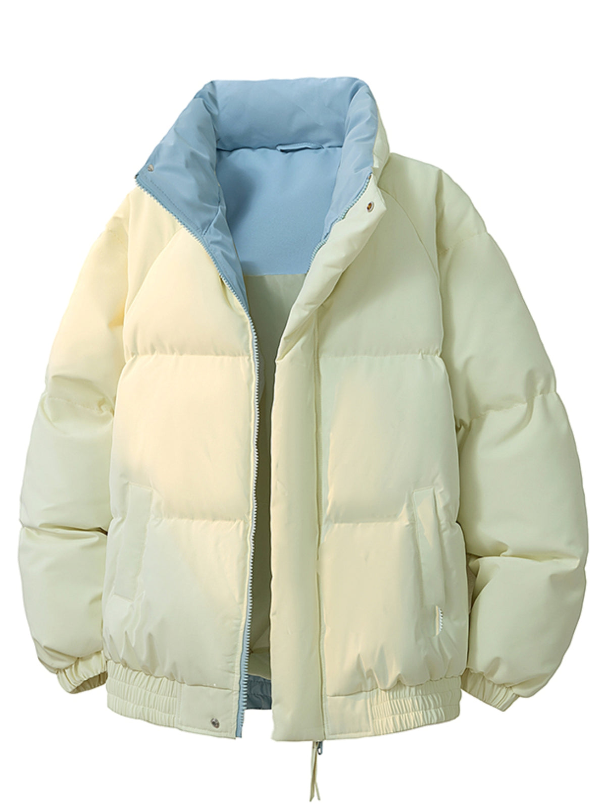 Manteau matelassé pour homme, à col montant, jaune clair