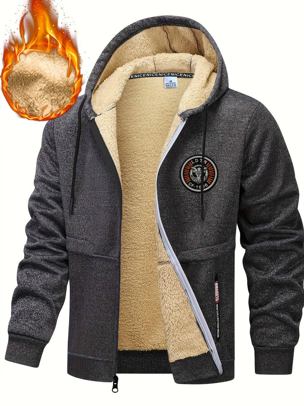 Veste pour homme, polaire, à capuche, 【rouge】