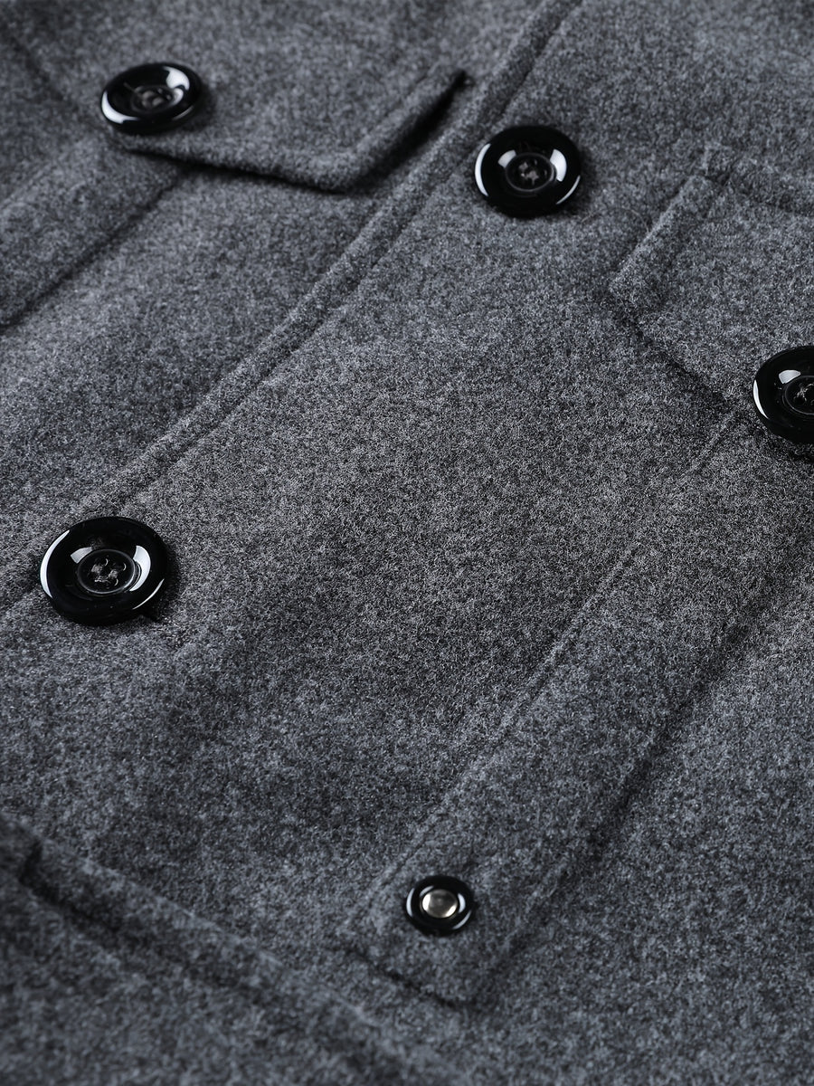 Veste long, à col montant, gris, détail du vêtement
