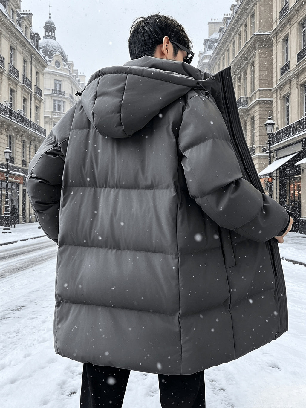 Veste matelassée pour homme, grandes tailles, à capuche, gris