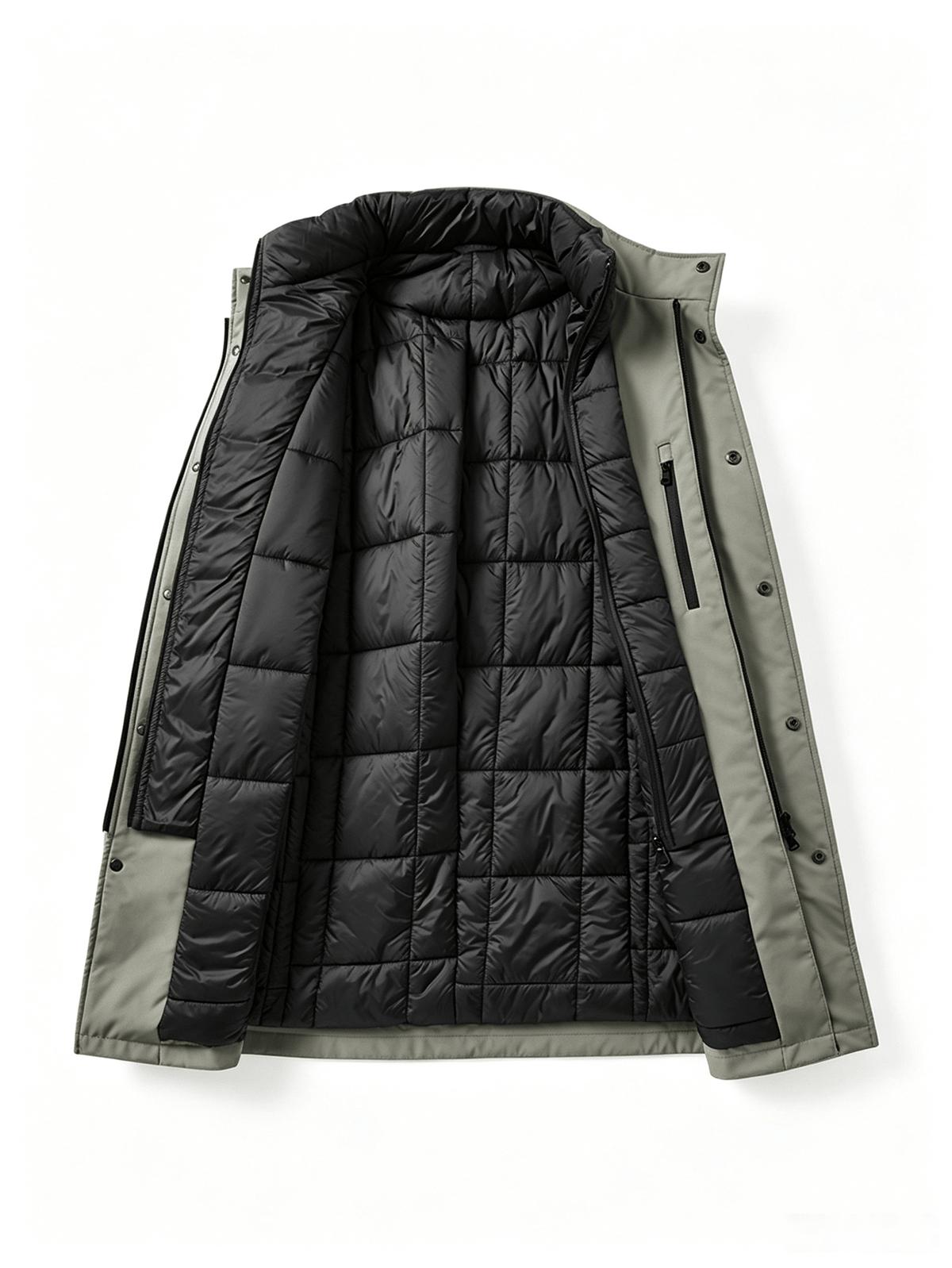 Manteau matelassé long pour homme, à col montant