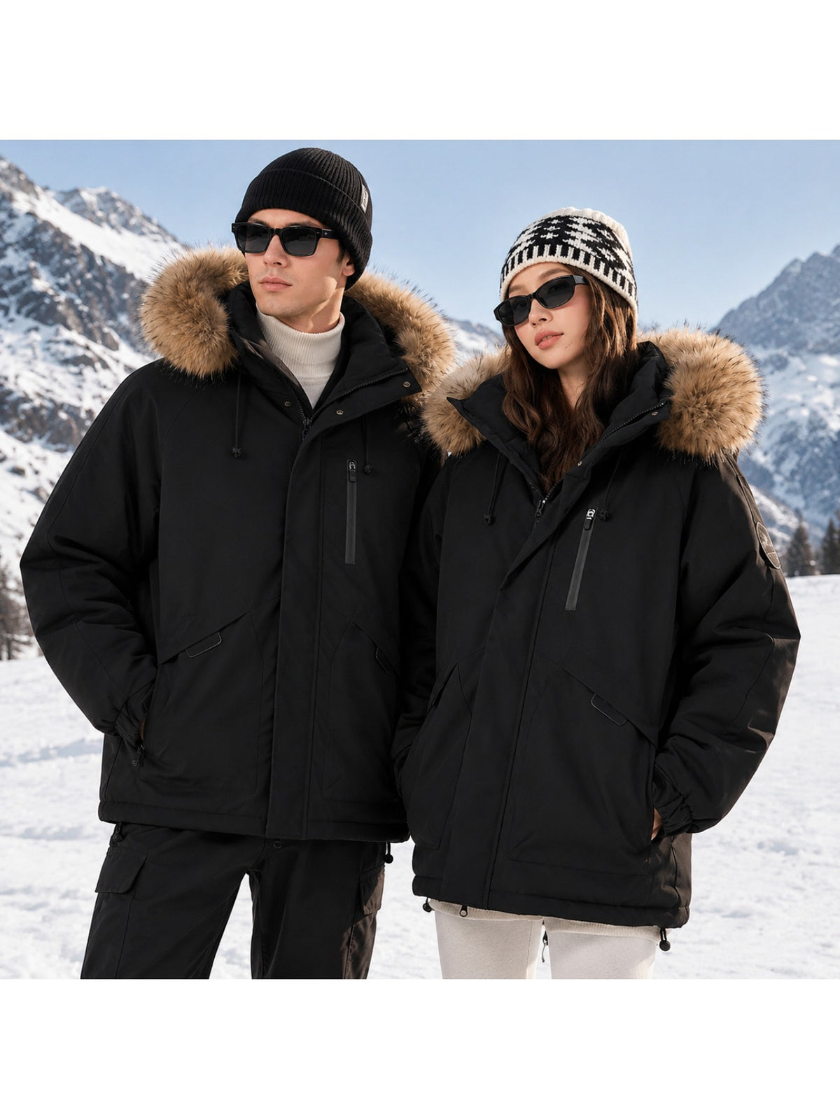 Manteau en fausse fourrure pour homme, coupe-vent, à capuche