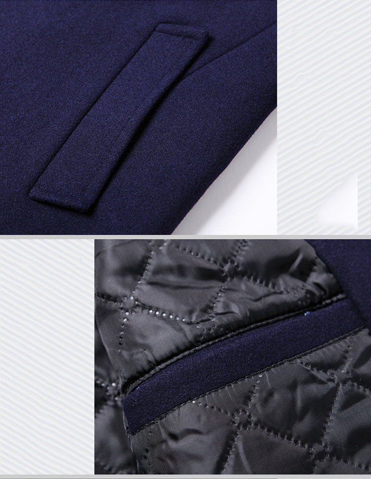 Manteau coupe-vent pour homme, 40 % laine, col montant
