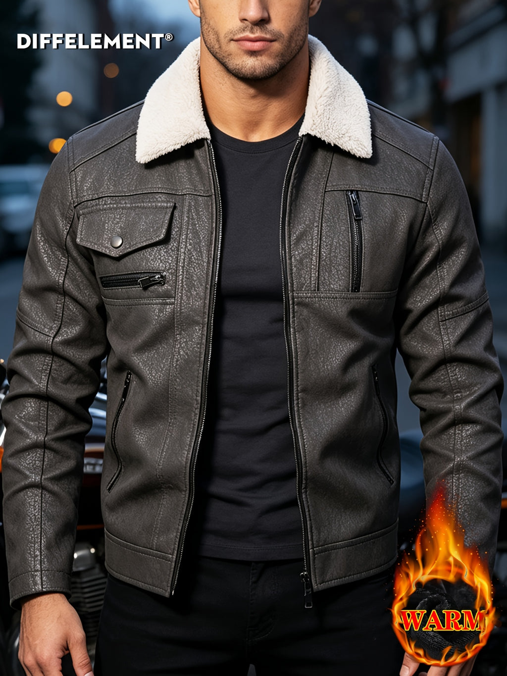 Veste, coupe-vent, à revers, noir, photo 16
