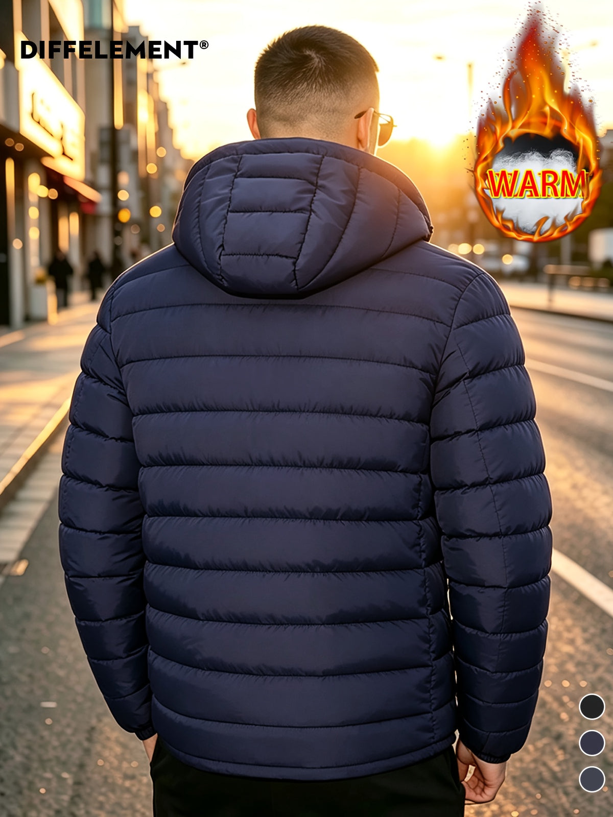 Veste pour homme, coupe-vent, à capuche, bleu marine