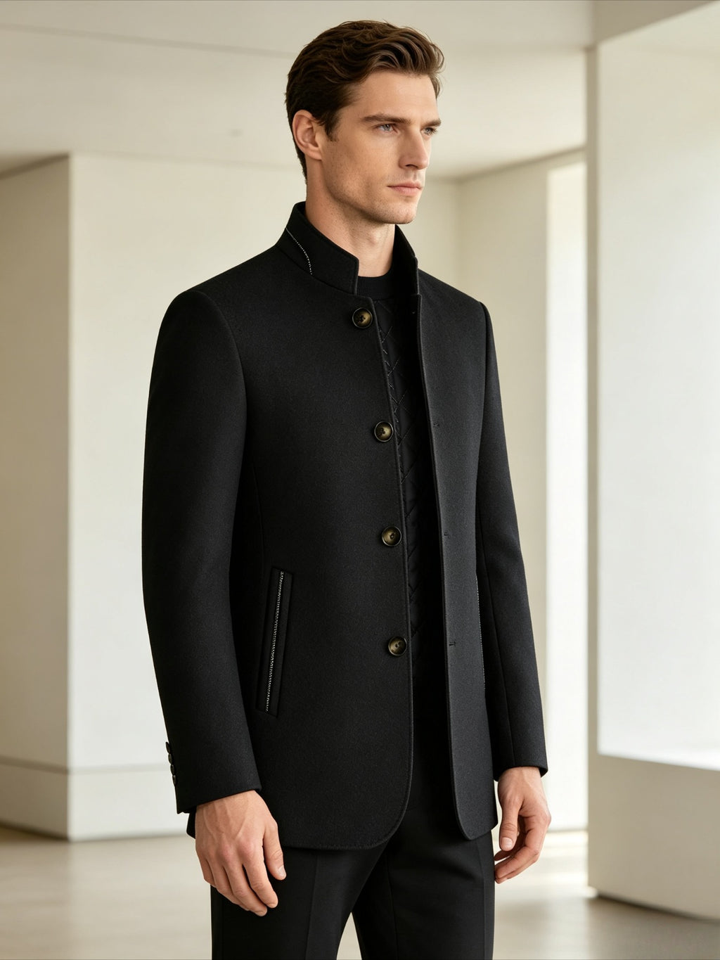 Veste en laine pour homme, 30 % laine, coupe-vent
