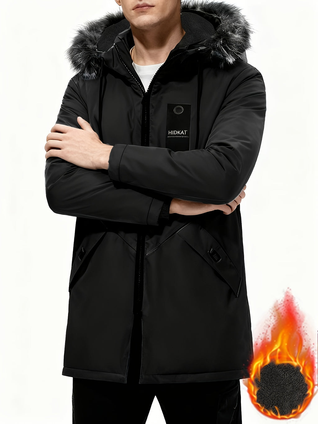 Manteau matelassé pour homme, à capuche, gris