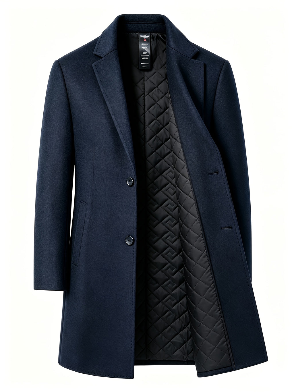 Trench long pour homme, 25 % laine, tweed