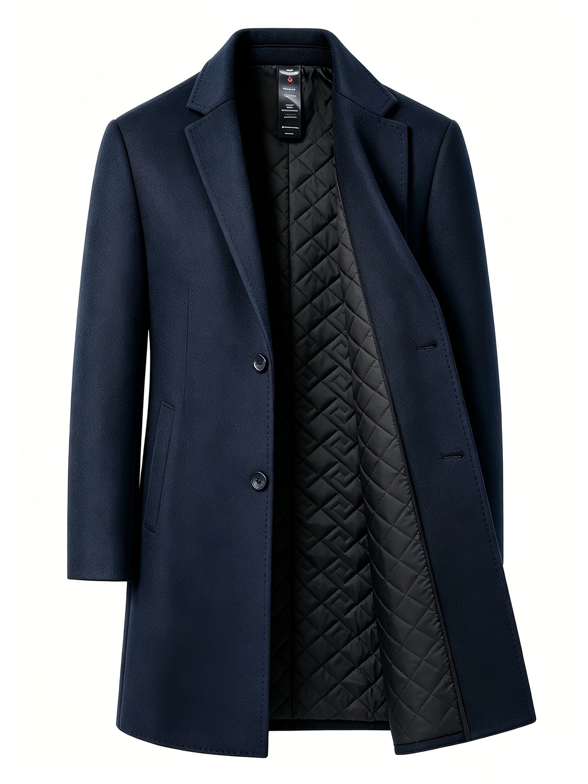Trench long pour homme, 25 % laine, tweed