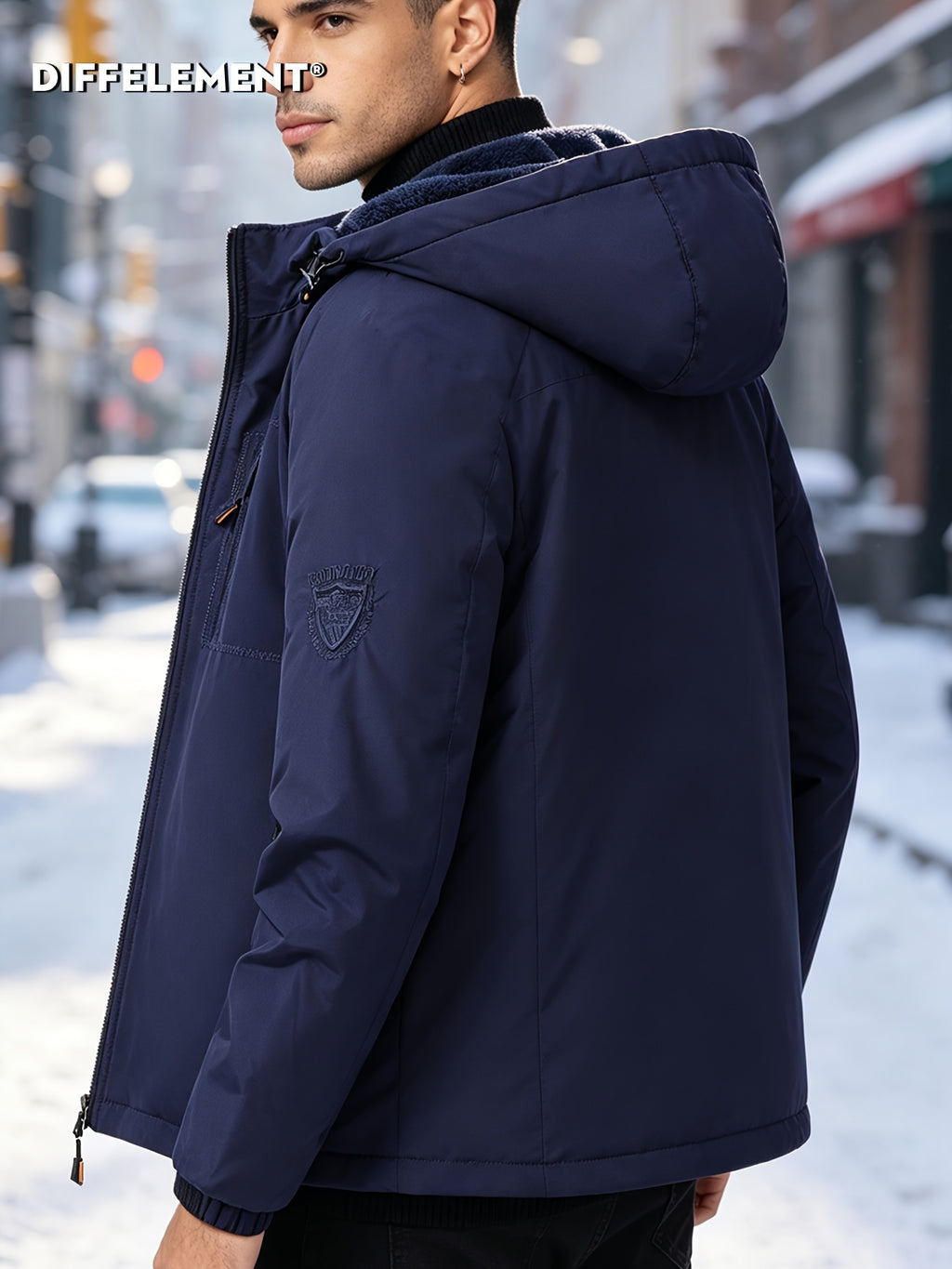 Veste pour homme, coupe-vent, à capuche, vert fougère