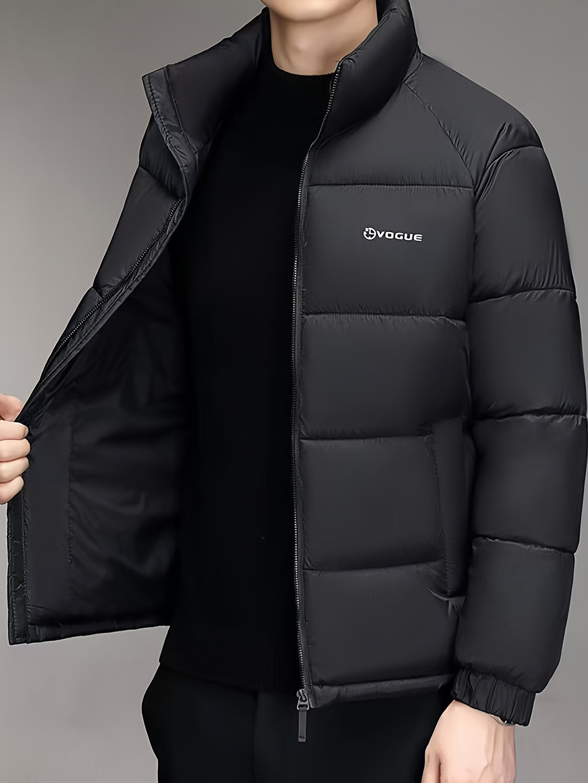 Manteau pour homme, à col montant, kaki