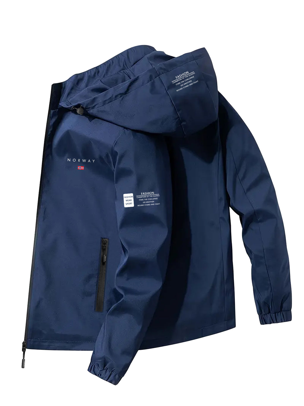 Veste pour homme, coupe-vent, à capuche, bleu étoile