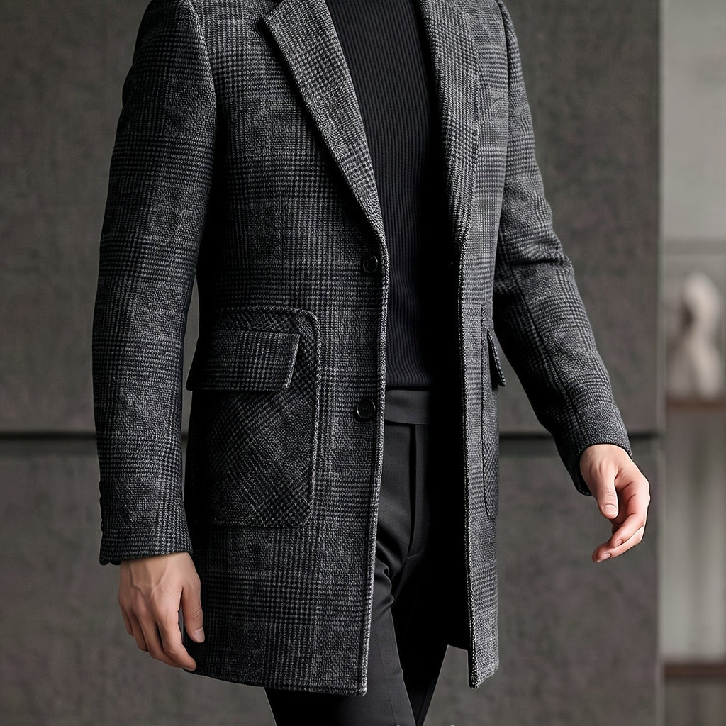 Manteau en laine, 100 % laine, tweed, coloris gris foncé