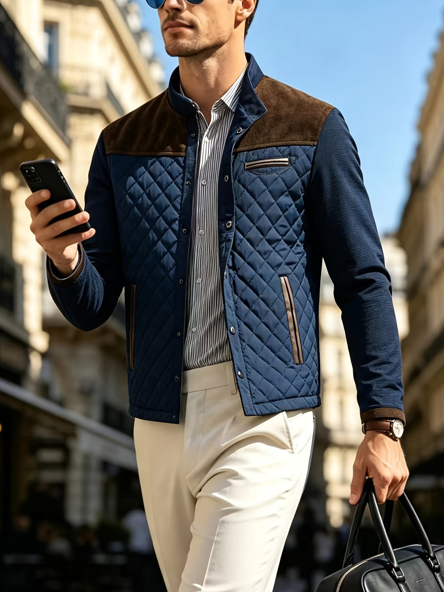Veste matelassée, patchwork, à col montant, détail du vêtement