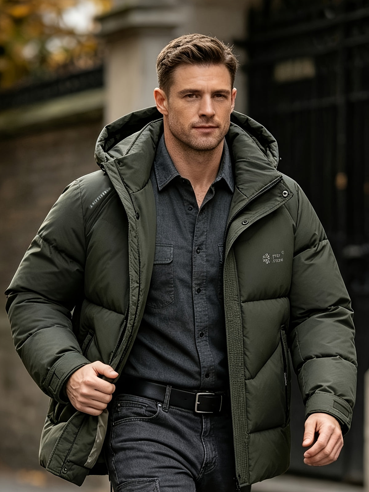 Veste matelassée pour homme, coupe-vent, à capuche, rouge brique