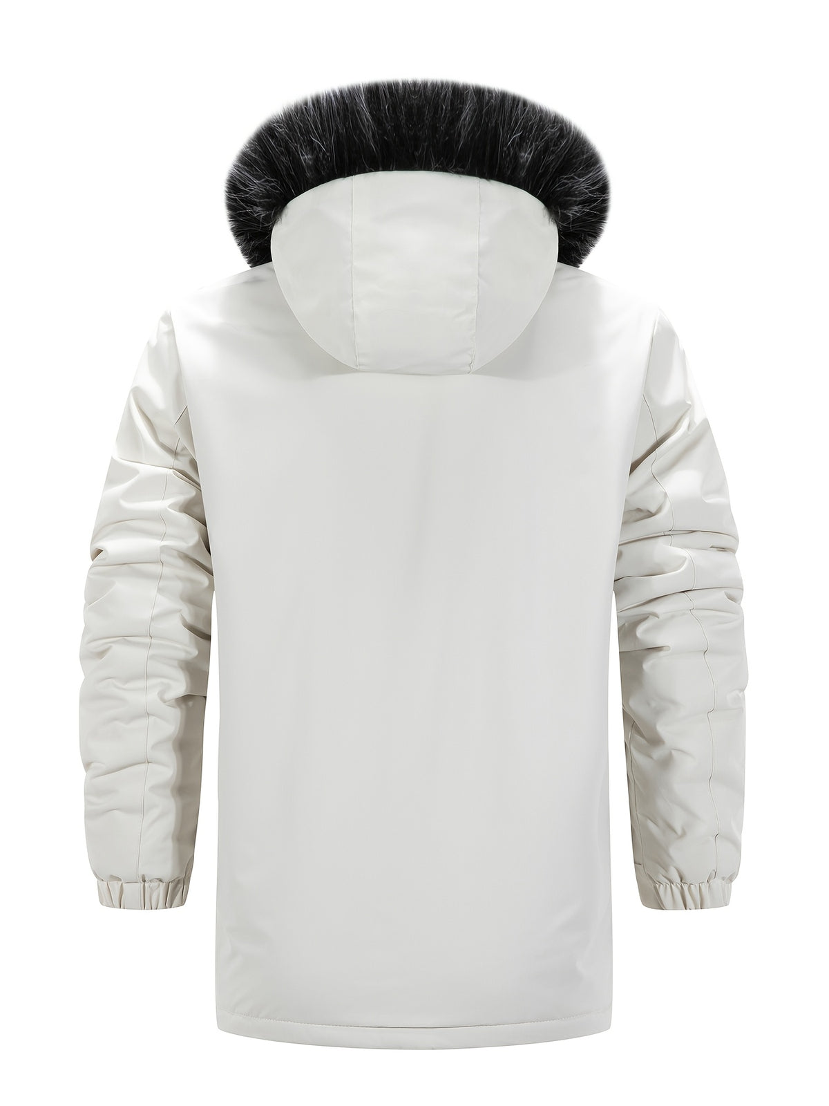 Veste en fausse fourrure long pour homme, à capuche
