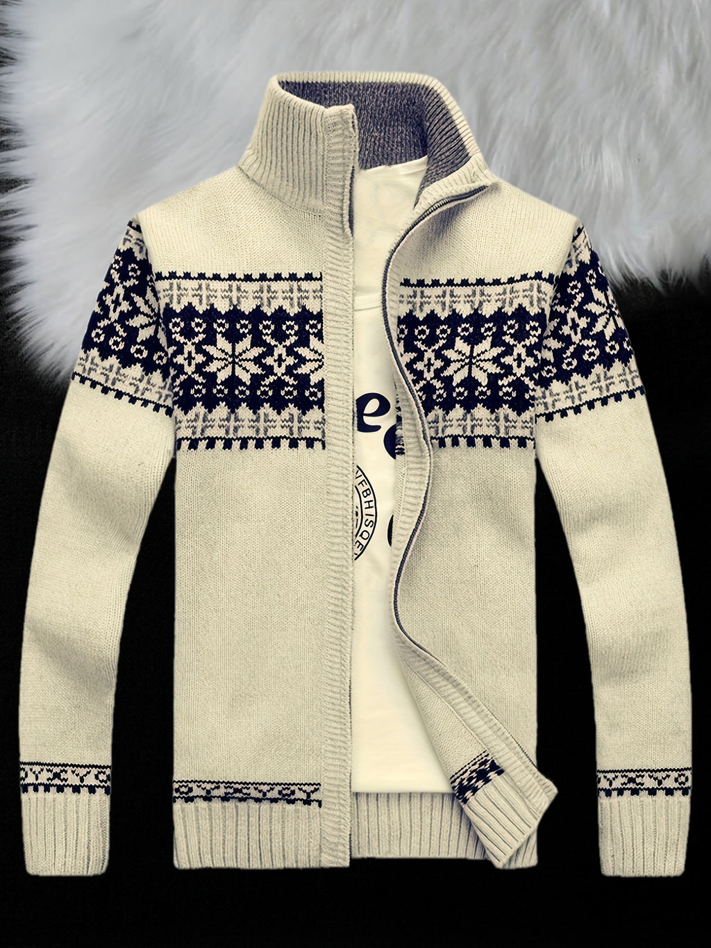 Veste pour homme, à col montant, beige