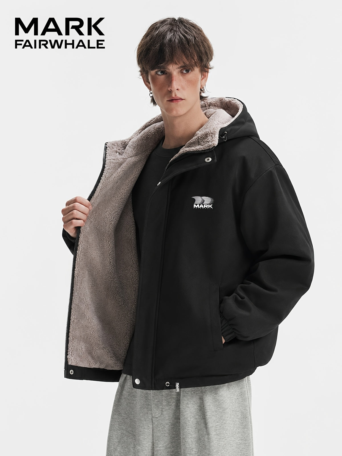 Veste pour homme, coupe-vent, à capuche, abricot