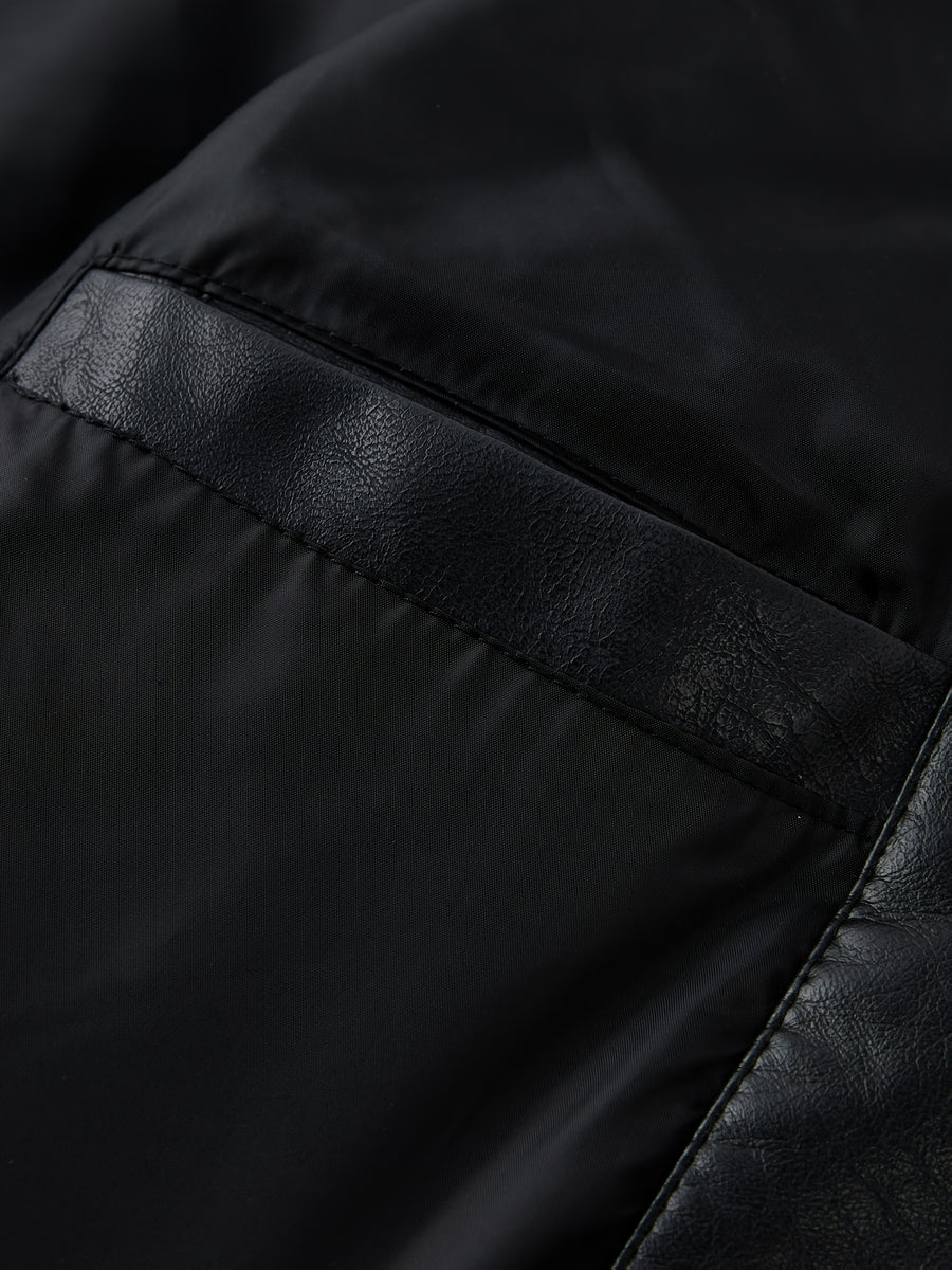 Manteau Homme Mi-Long Boutonné à Revers, Veste Rétro Facile et Décontractée en PU, détail du vêtement