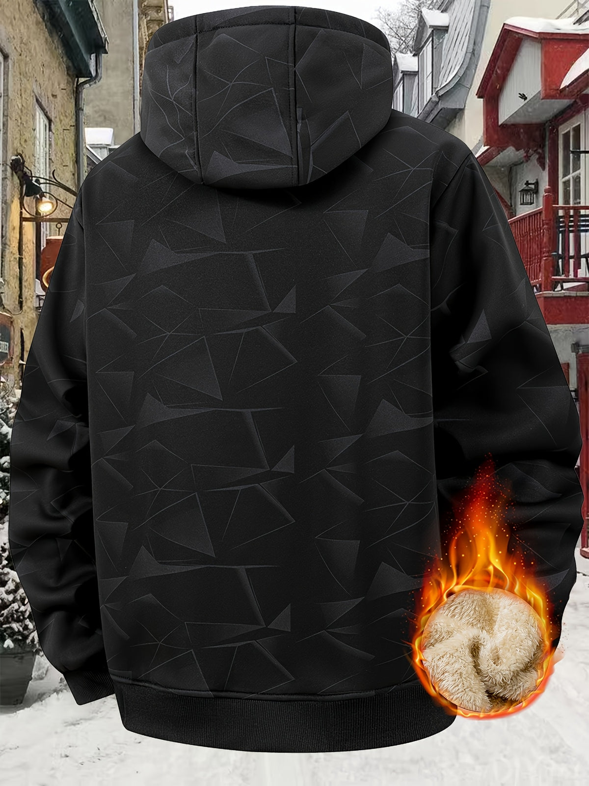 Manteau pour homme, polaire, à capuche, marron foncé