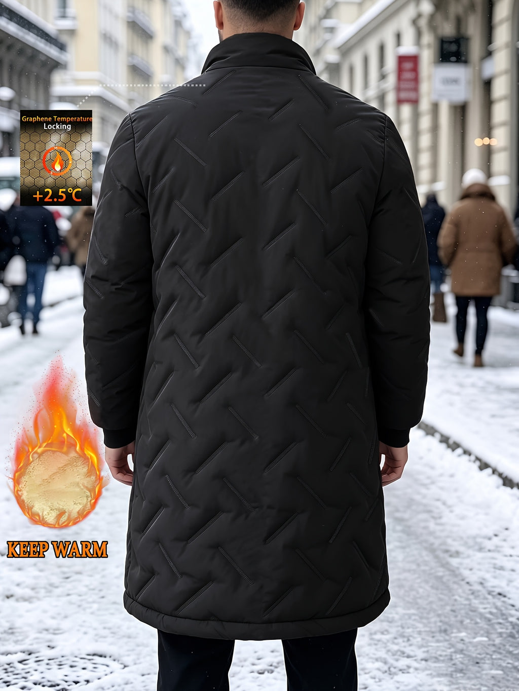 Veste long pour homme, coupe-vent, à col montant