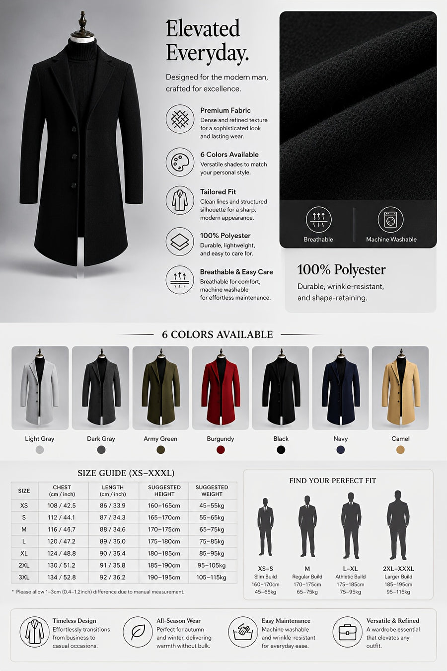 Manteau, à revers, vert fougère
