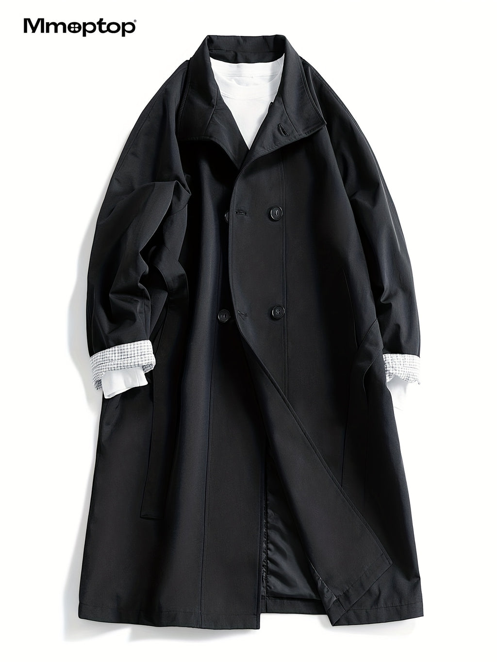 Manteau long pour homme, à col montant