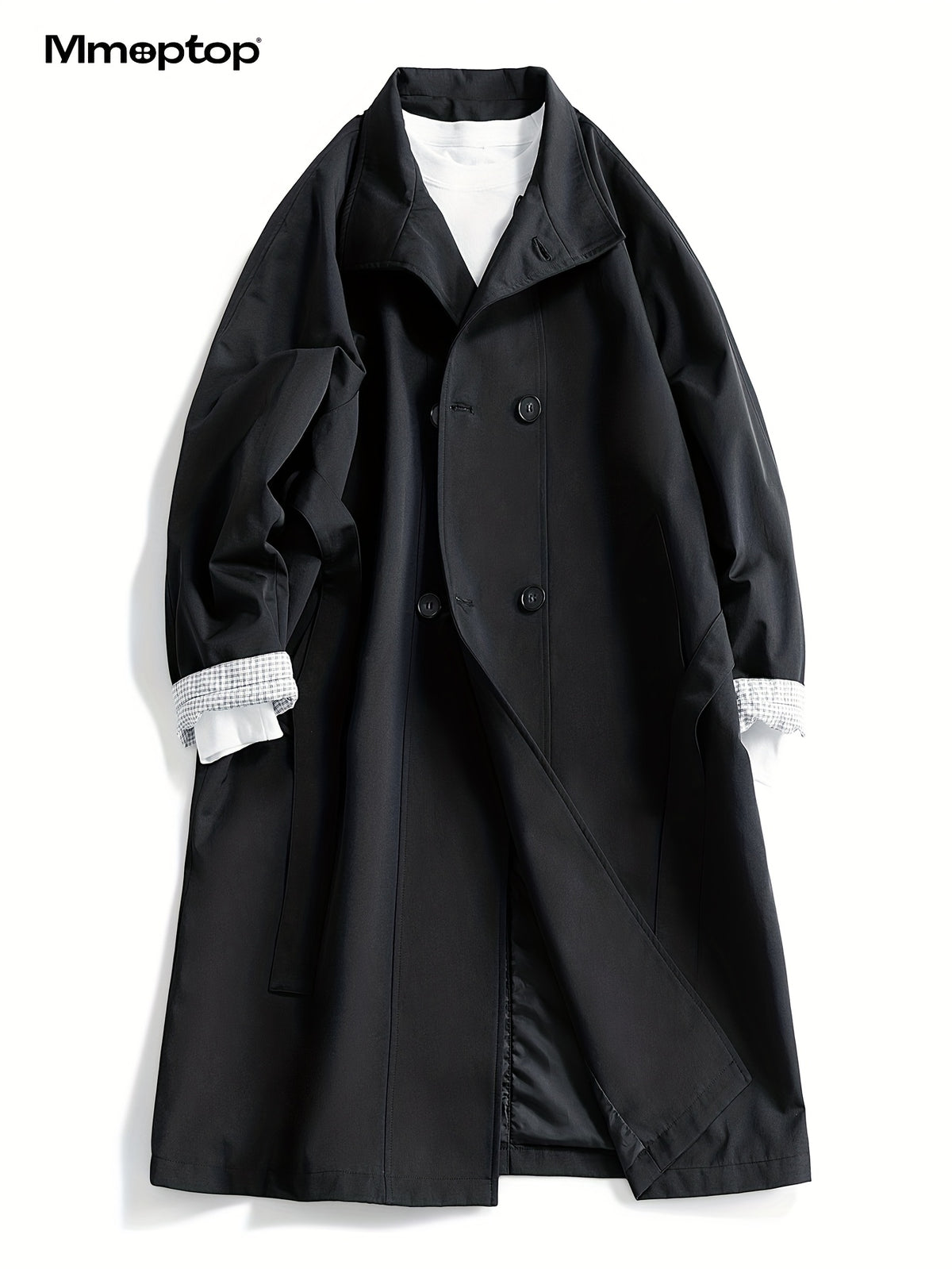 Manteau long pour homme, à col montant