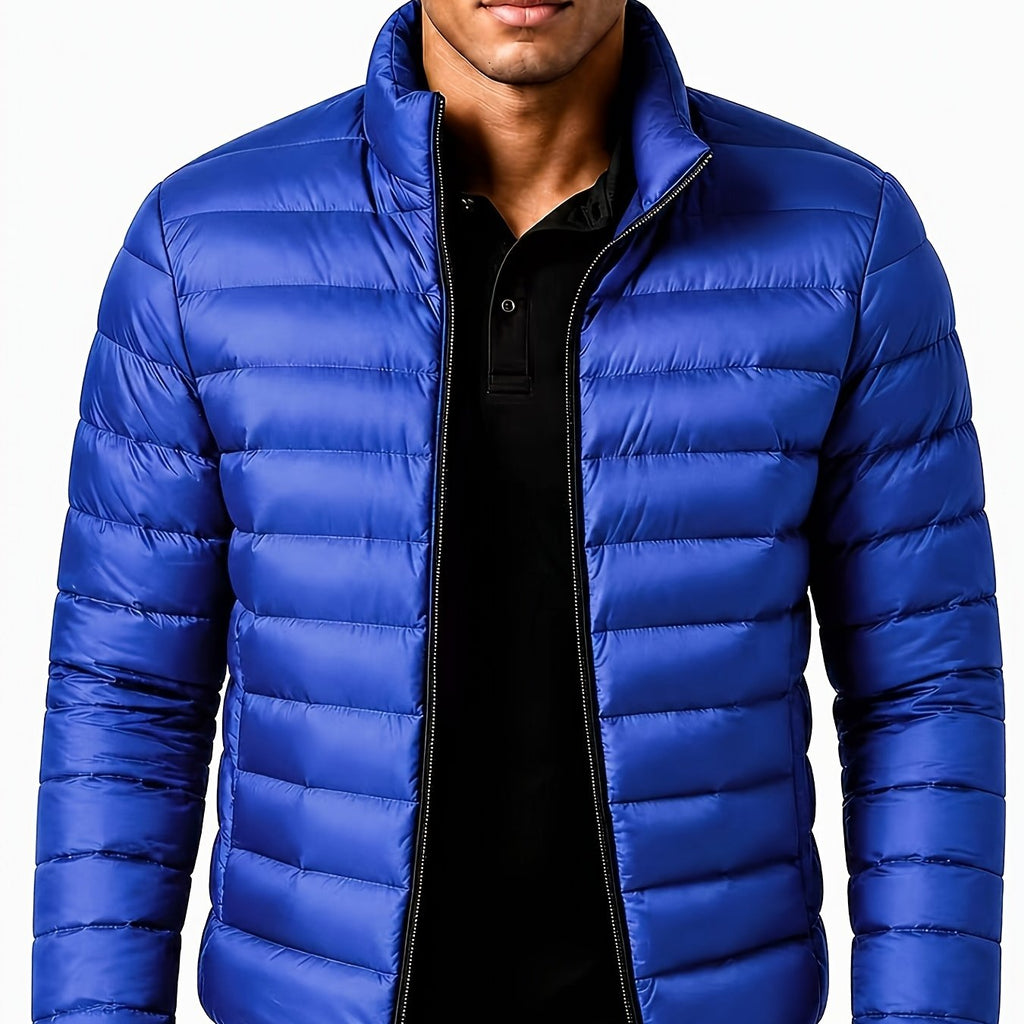 Veste, à col montant, marron 2, coloris couleur bleue