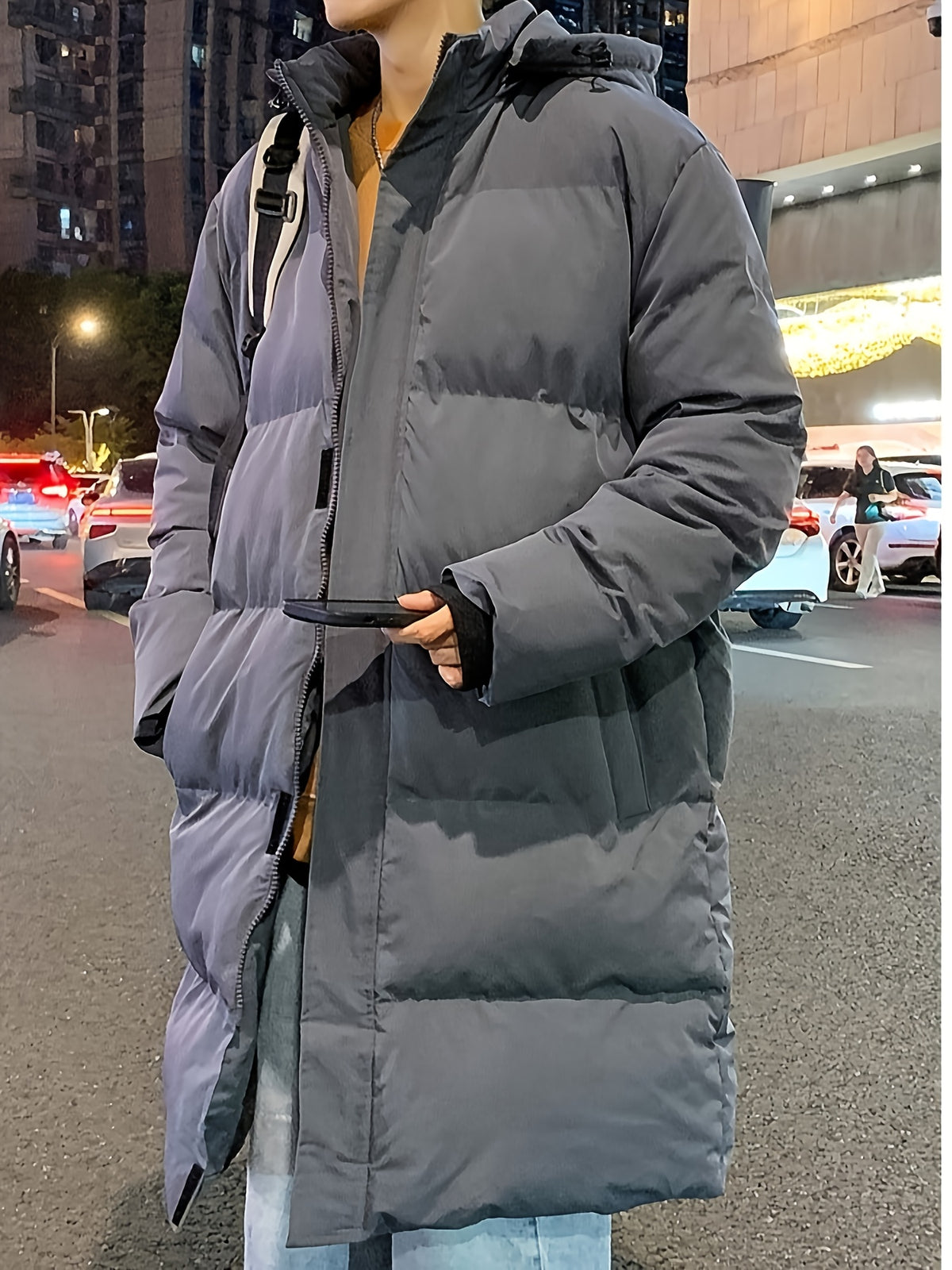 Manteau matelassé pour homme, à capuche, blanc ivoire