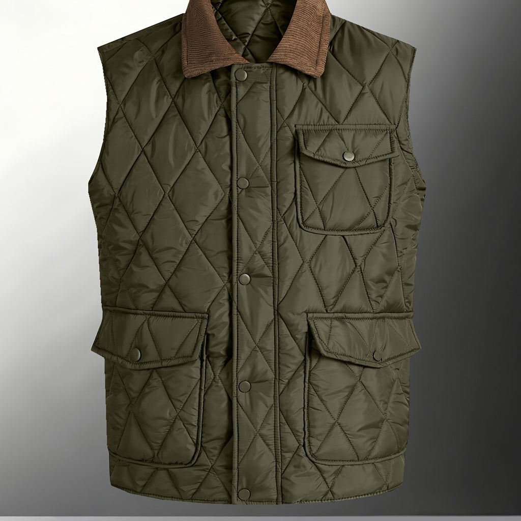 Manteau matelassé, coupe-vent, à revers, vert, coloris vert