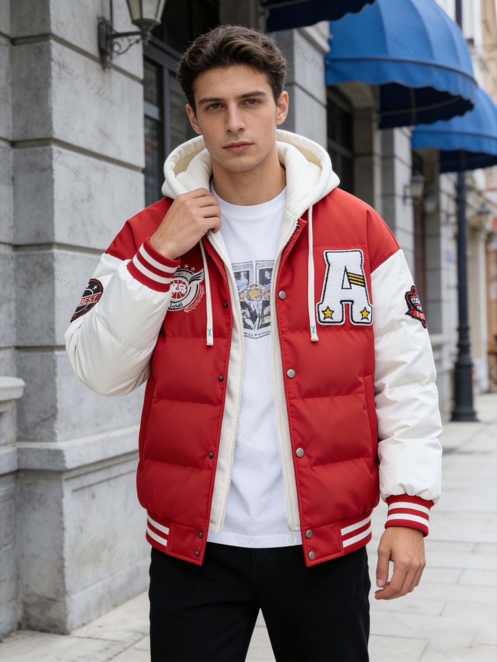 Veste pour homme, à capuche, noir/l