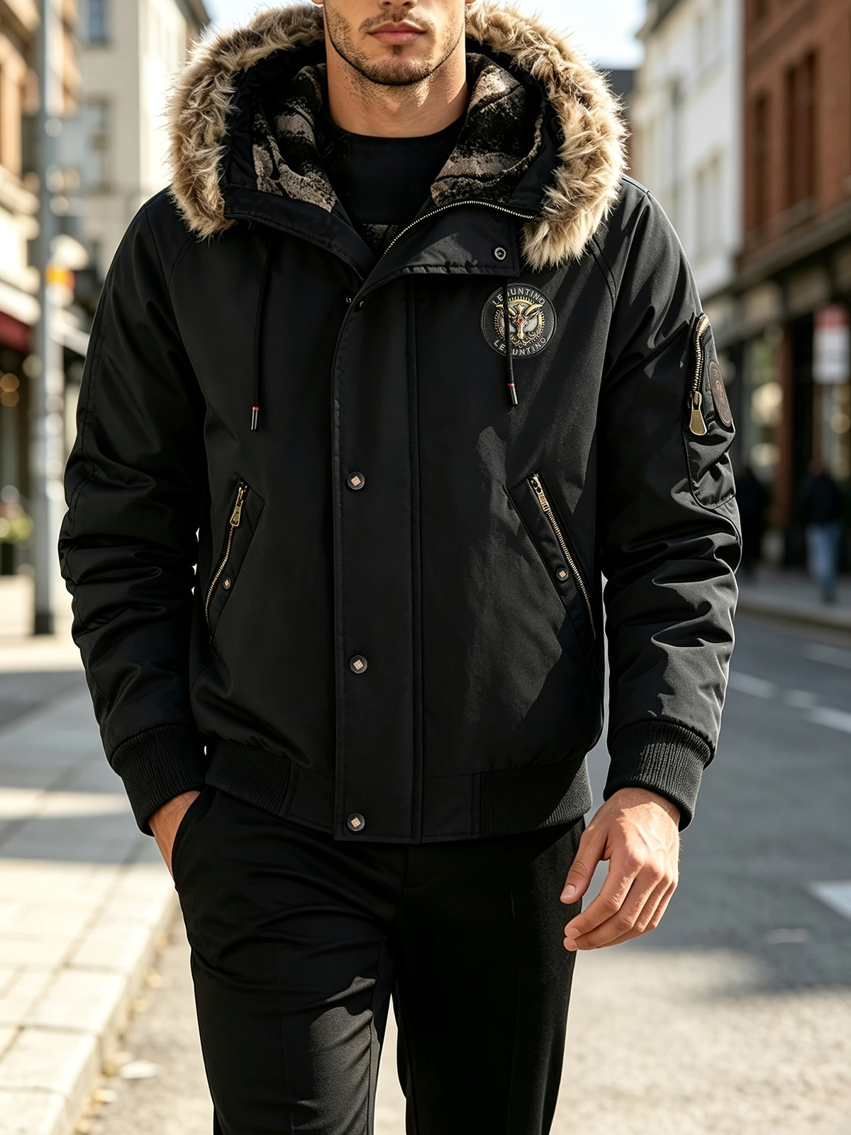 Veste pour homme, à capuche, vert foncé