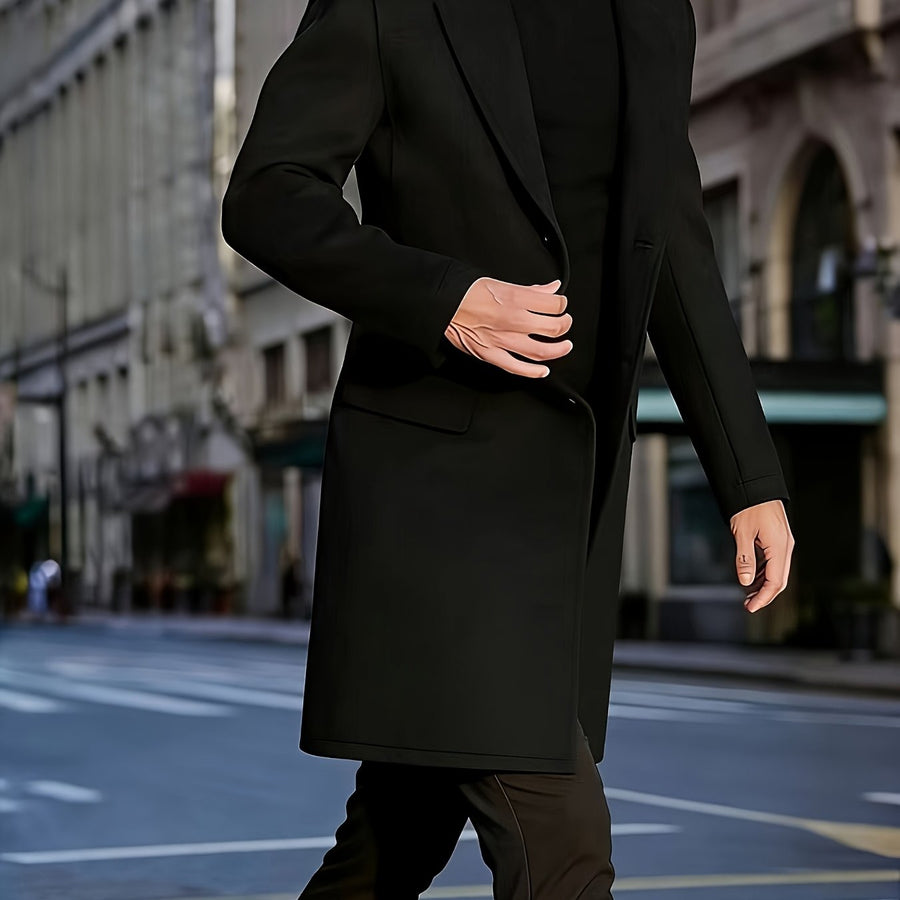 Trench long, à revers, abricot, coloris noir