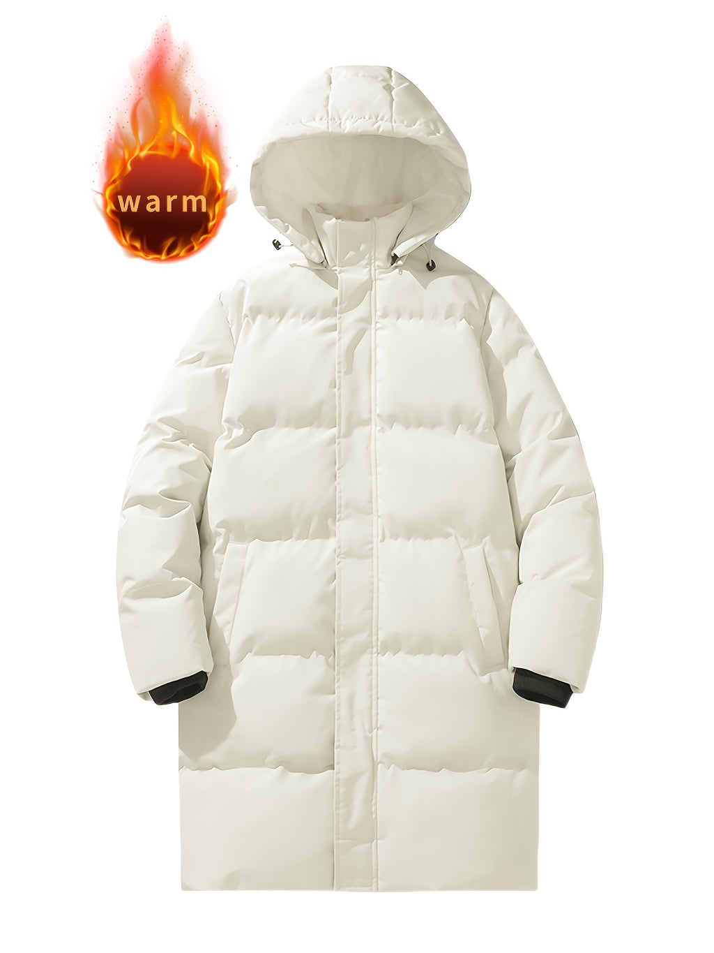 Manteau matelassé pour homme, à capuche, blanc ivoire