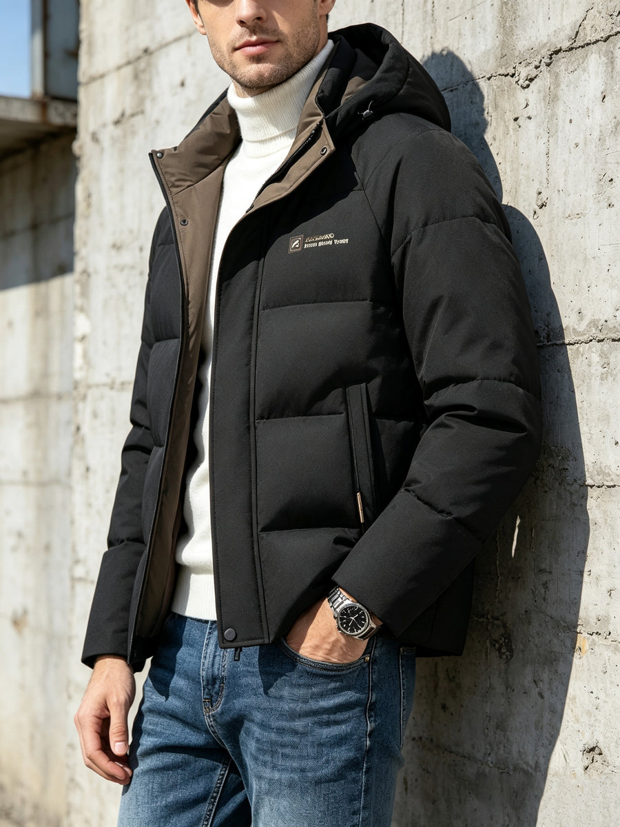 Manteau, coupe-vent, à capuche, bleu marine, photo 6