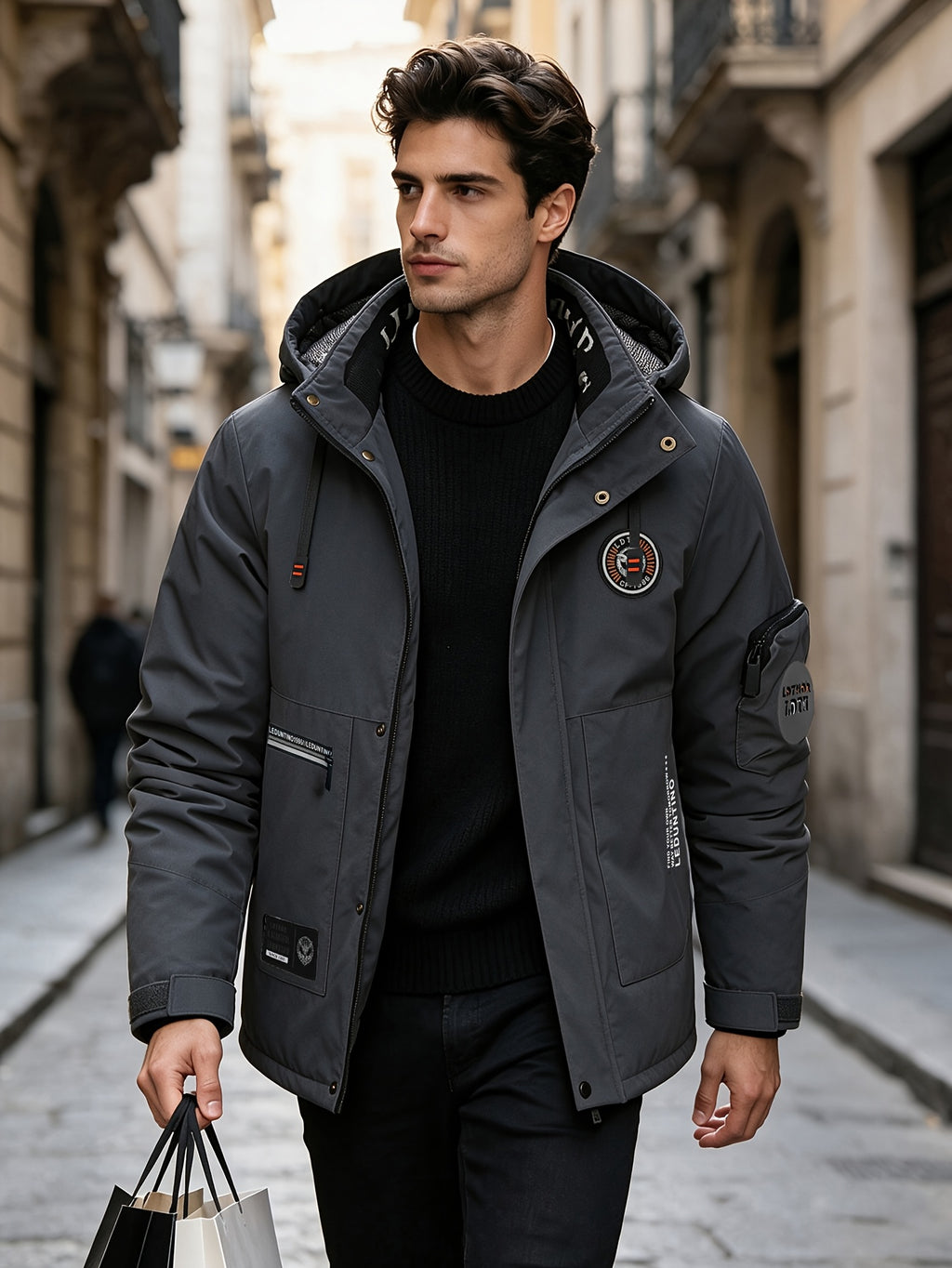 Veste pour homme, capuche amovible, blanc