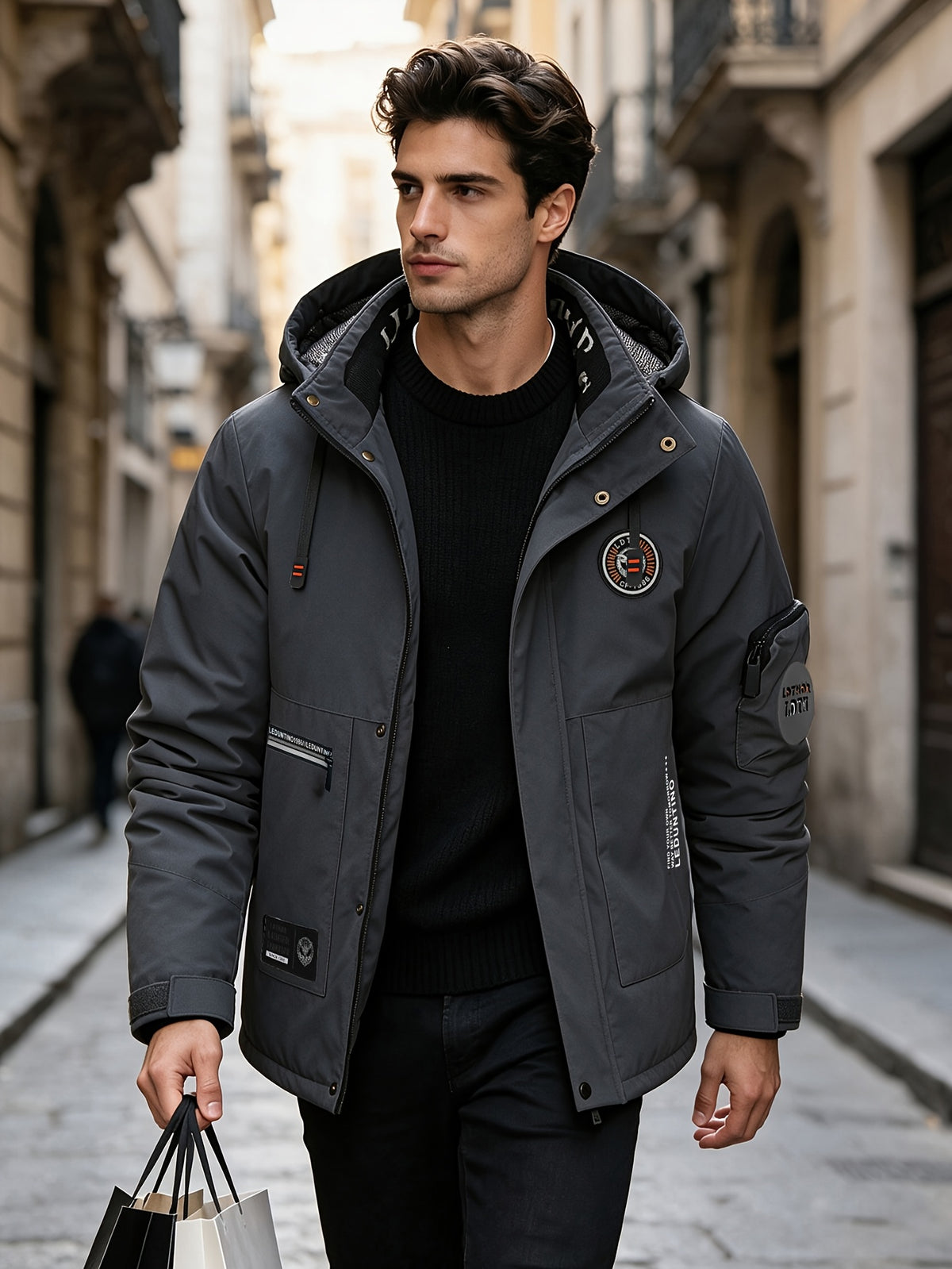 Veste pour homme, capuche amovible, blanc