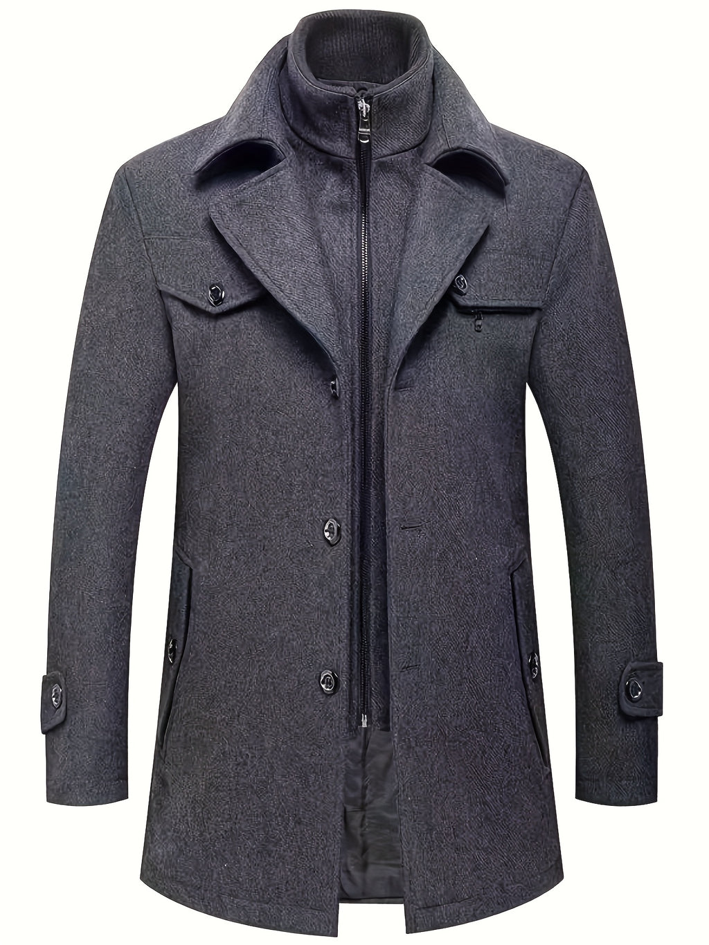 Manteau en laine long pour homme, 30 % laine, velours