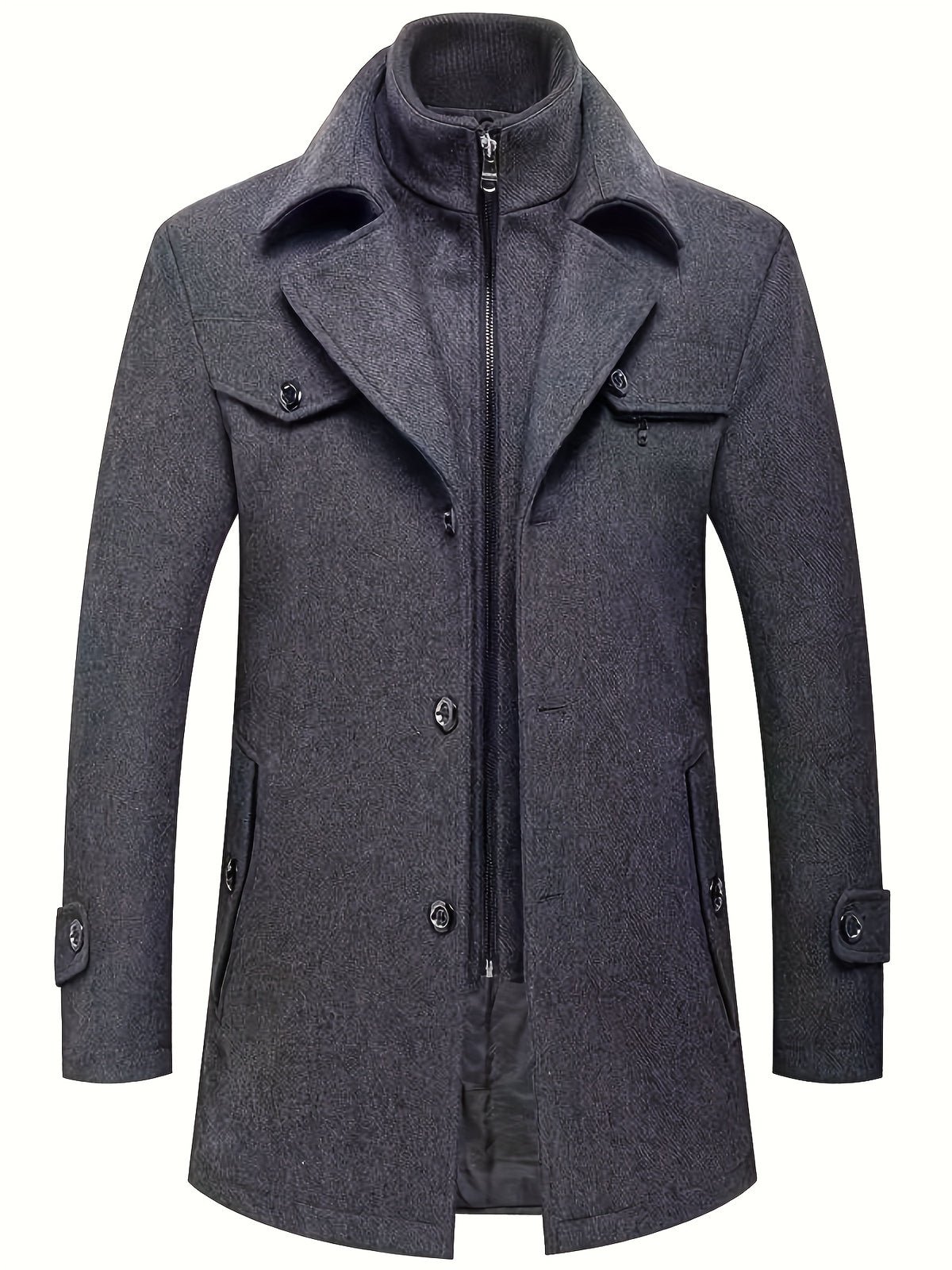 Manteau en laine long pour homme, 30 % laine, velours
