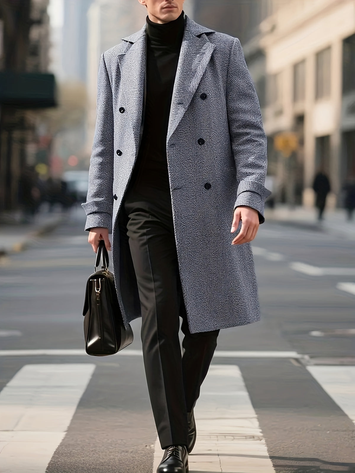 Manteau long pour homme, à revers