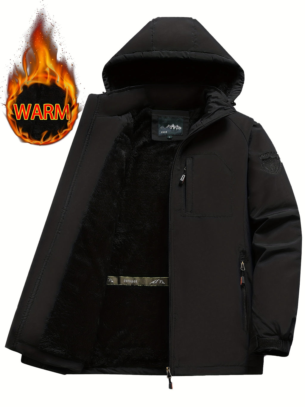 Veste pour homme, coupe-vent, à capuche, vert foncé