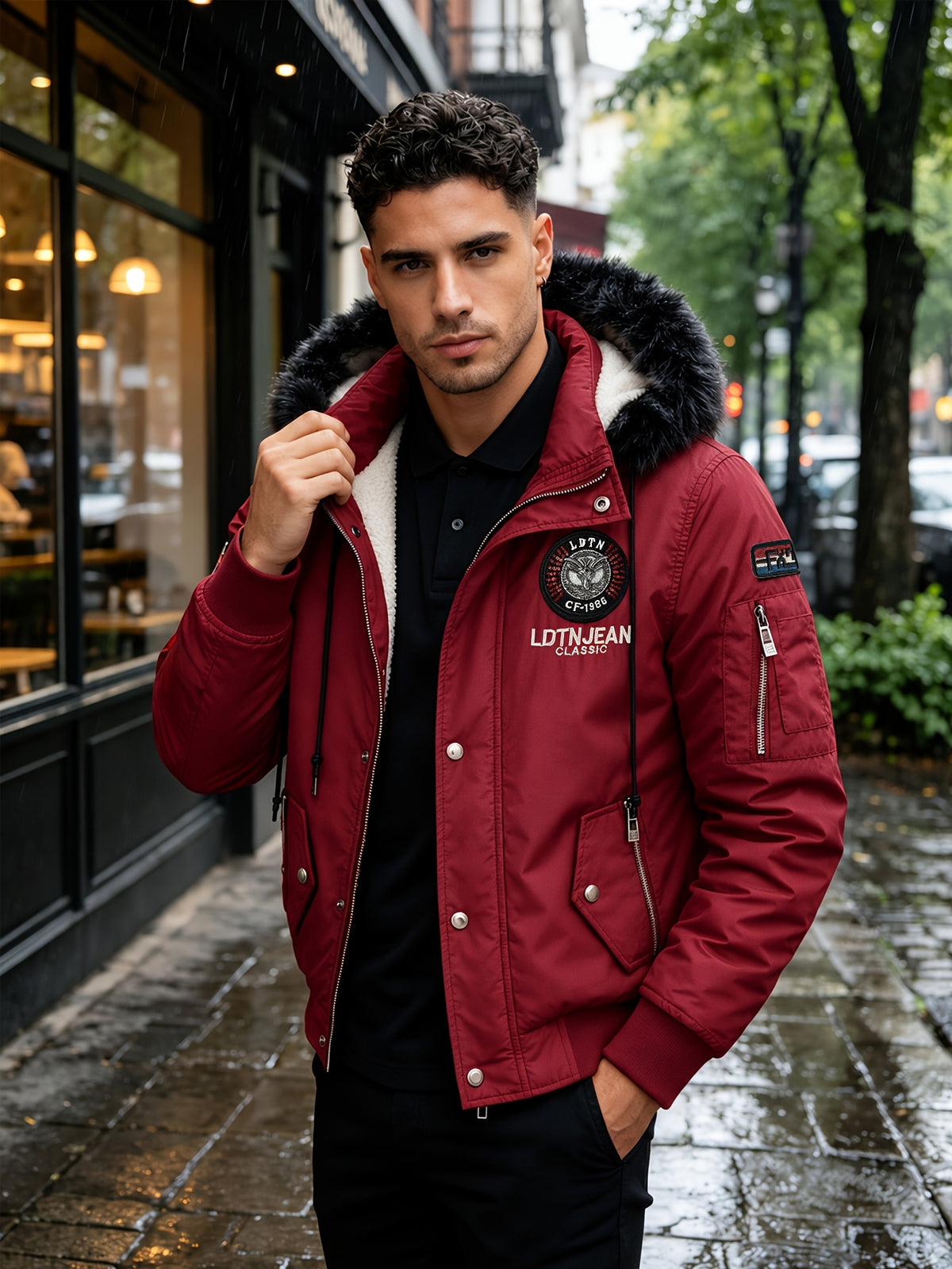 Veste pour homme, à capuche, bleu royal
