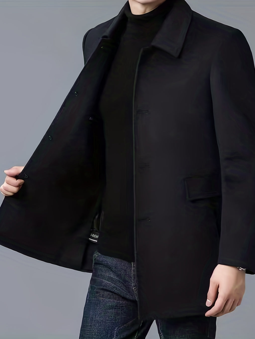 Trench pour homme, à revers, noir